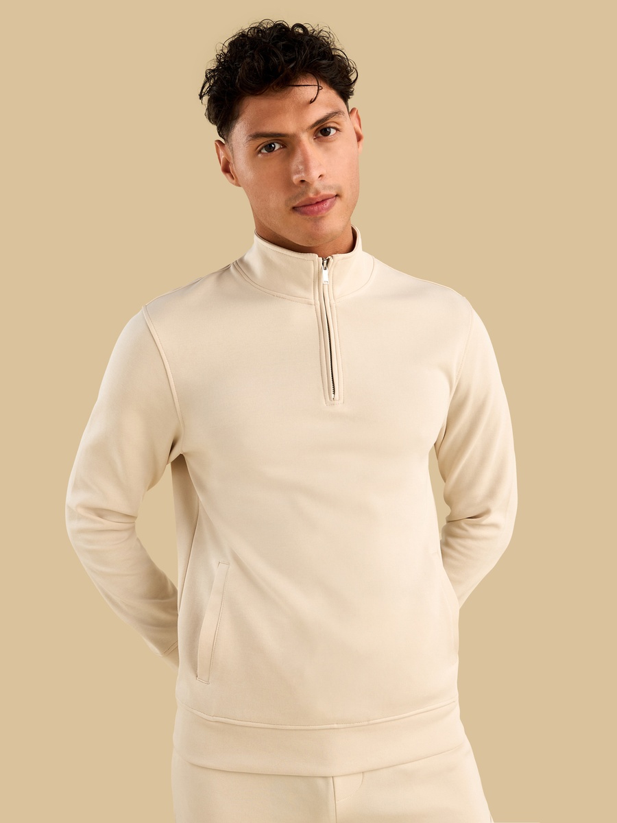 Half Zip Interlock Sweatshirt with Kangaroo Pockets