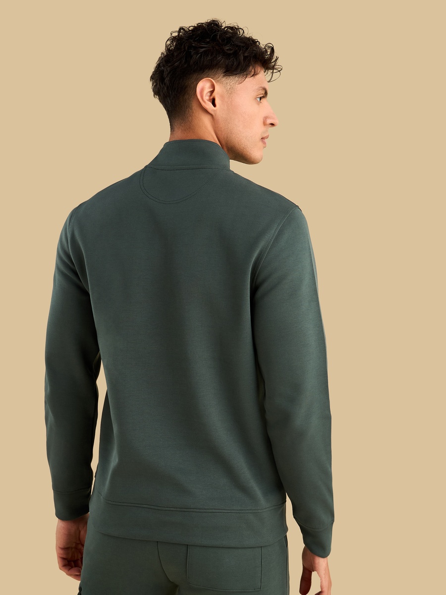Half Zip Interlock Sweatshirt with Kangaroo Pockets