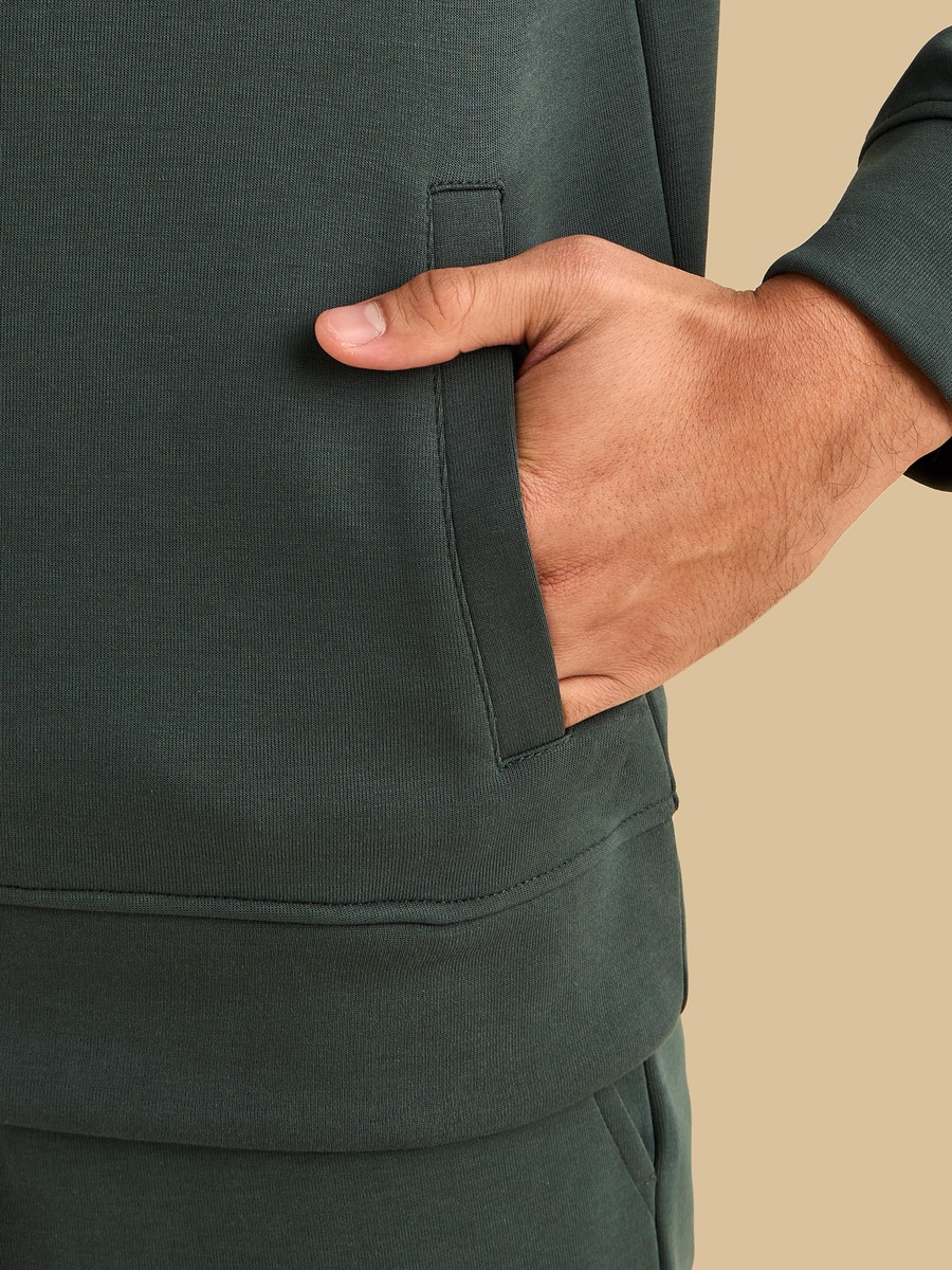 Half Zip Interlock Sweatshirt with Kangaroo Pockets