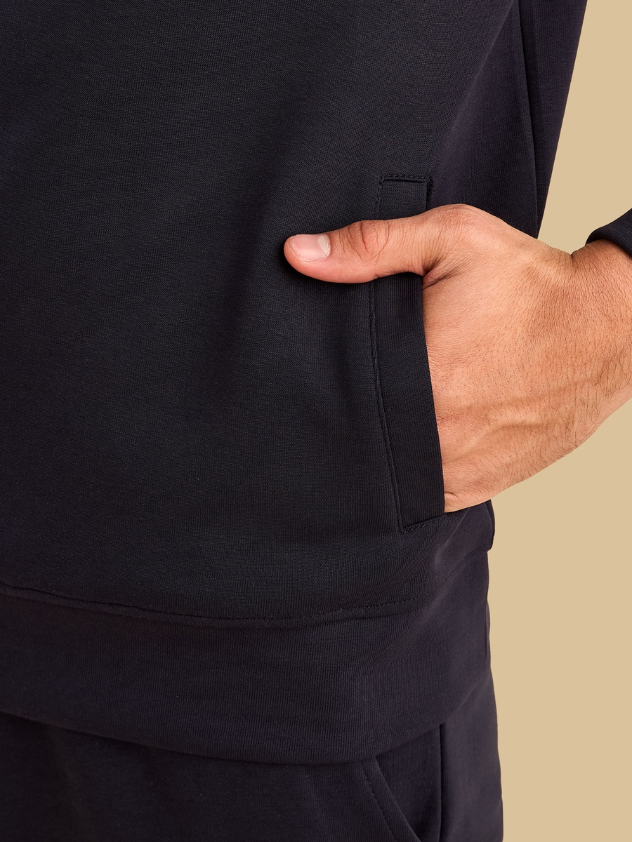 Half Zip Interlock Sweatshirt with Kangaroo Pockets