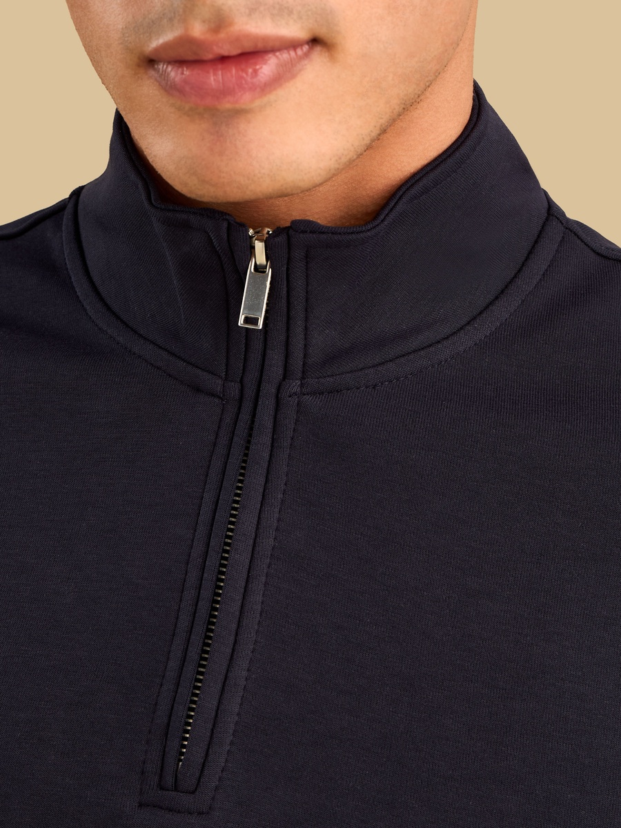Half Zip Interlock Sweatshirt with Kangaroo Pockets