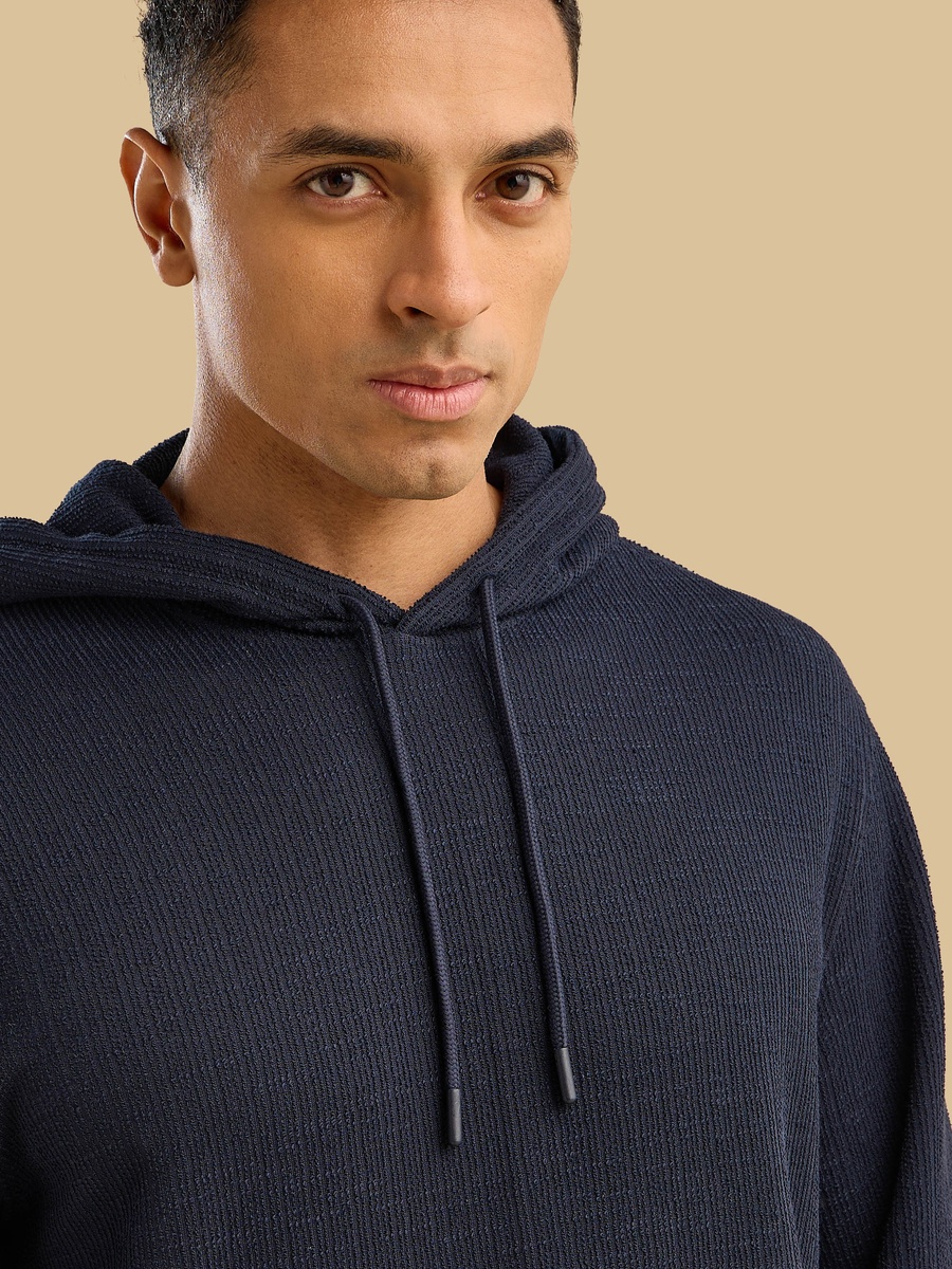 Textured Hooded Sweatshirt