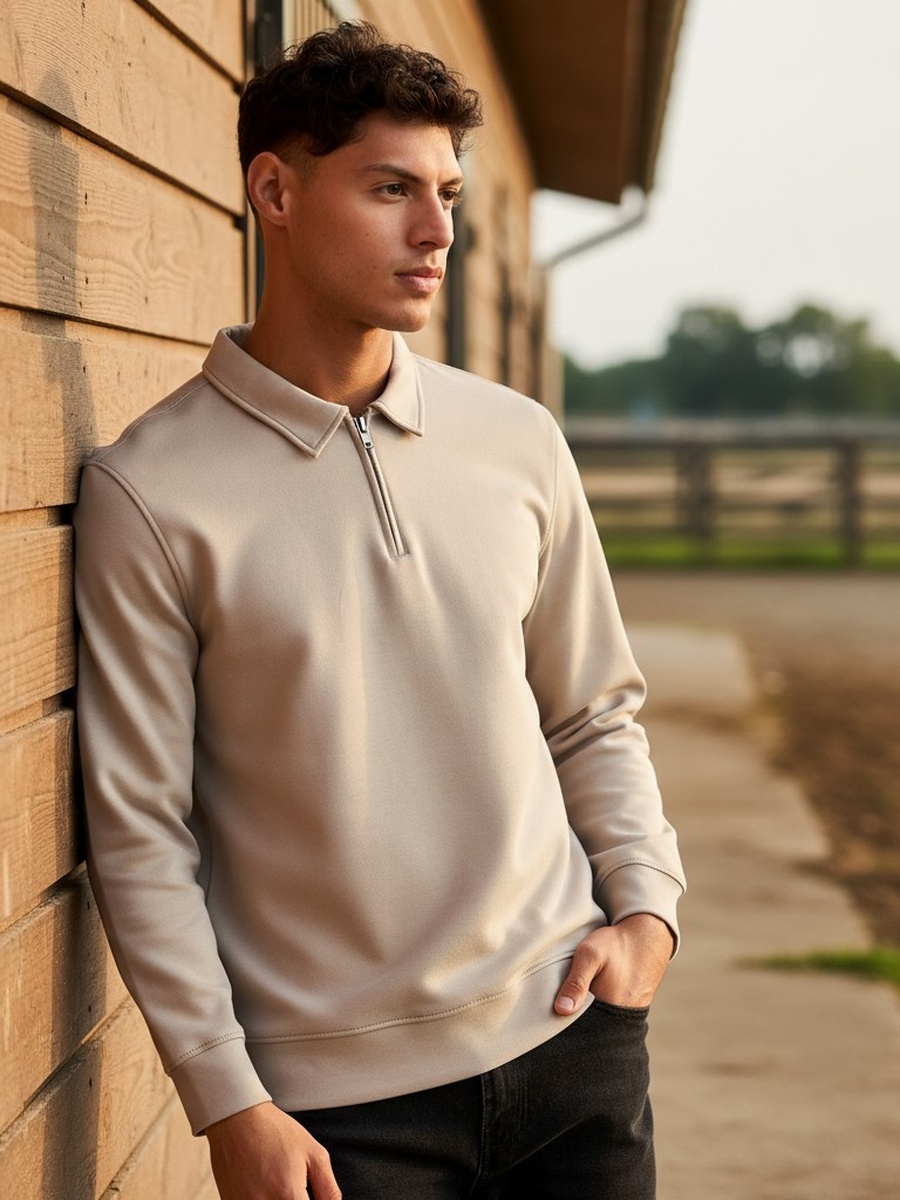 Half Zip Polo Sweatshirt
