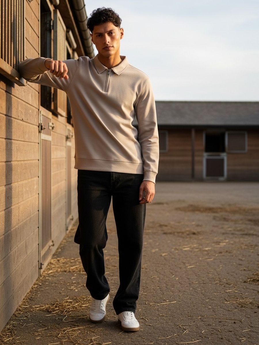 Half Zip Polo Sweatshirt
