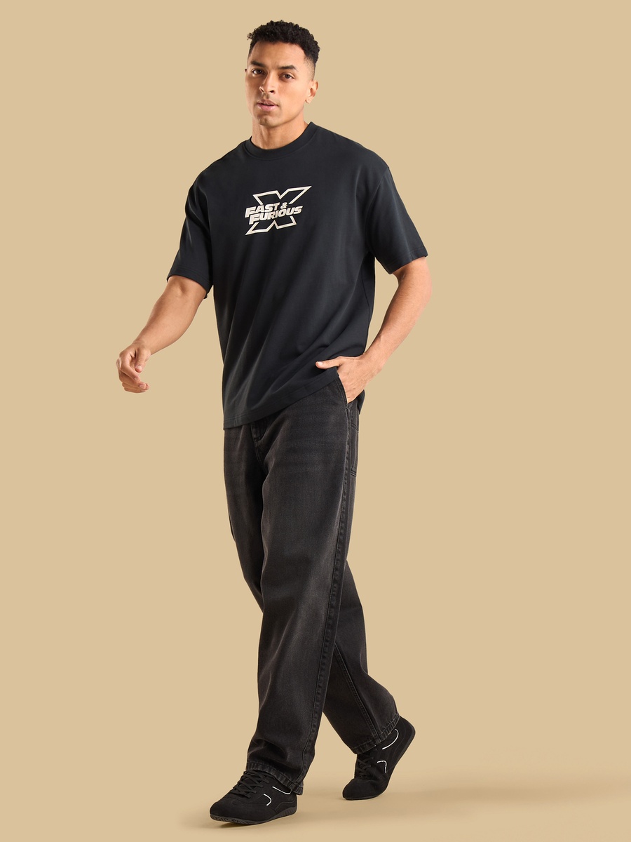 Fast and Furious Print Oversized T-Shirt