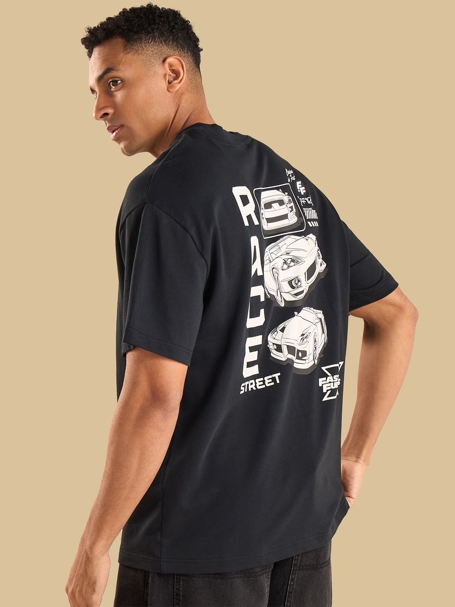 Fast and Furious Print Oversized T-Shirt