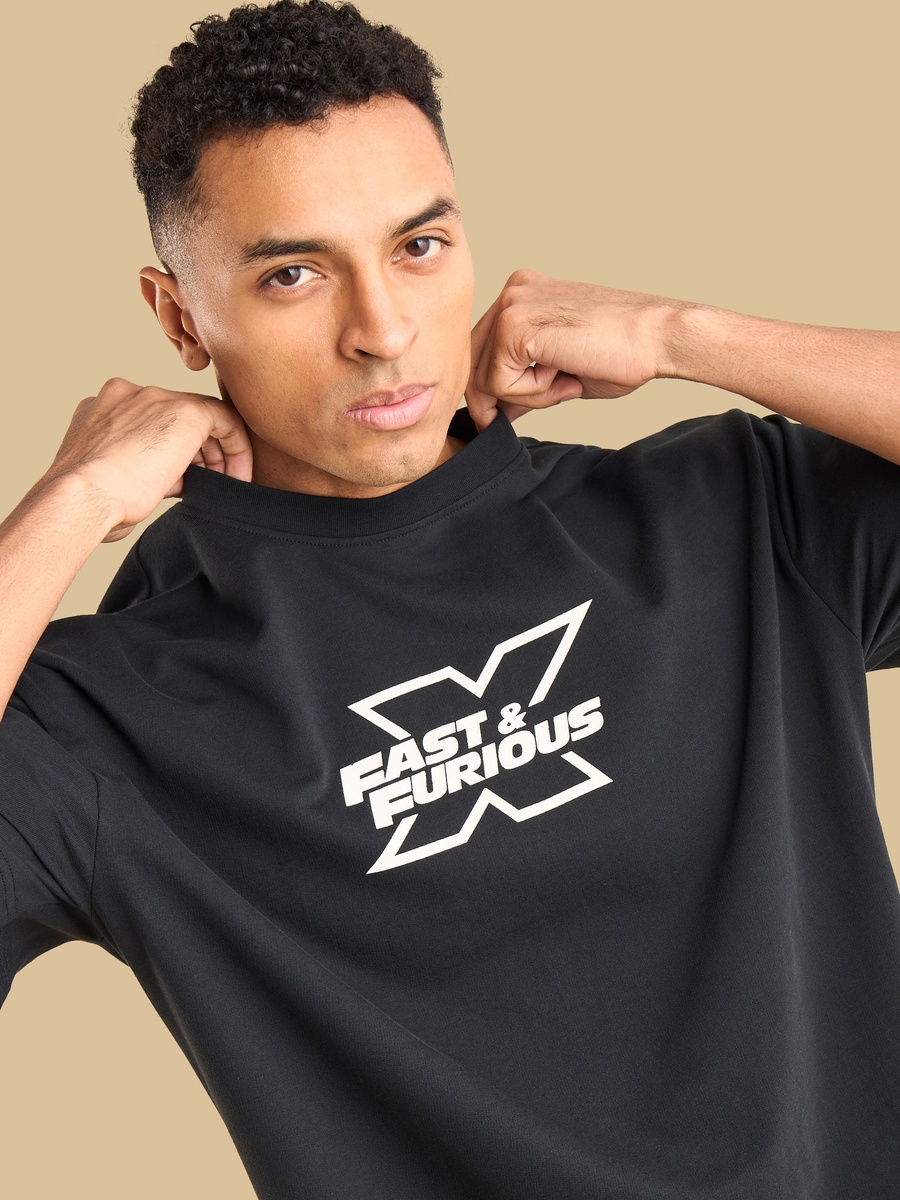 Fast and Furious Print Oversized T-Shirt