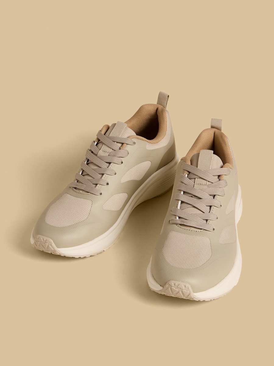 Panelled Lace-Up Sports Shoes