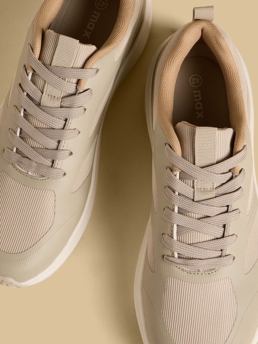Panelled Lace-Up Sports Shoes