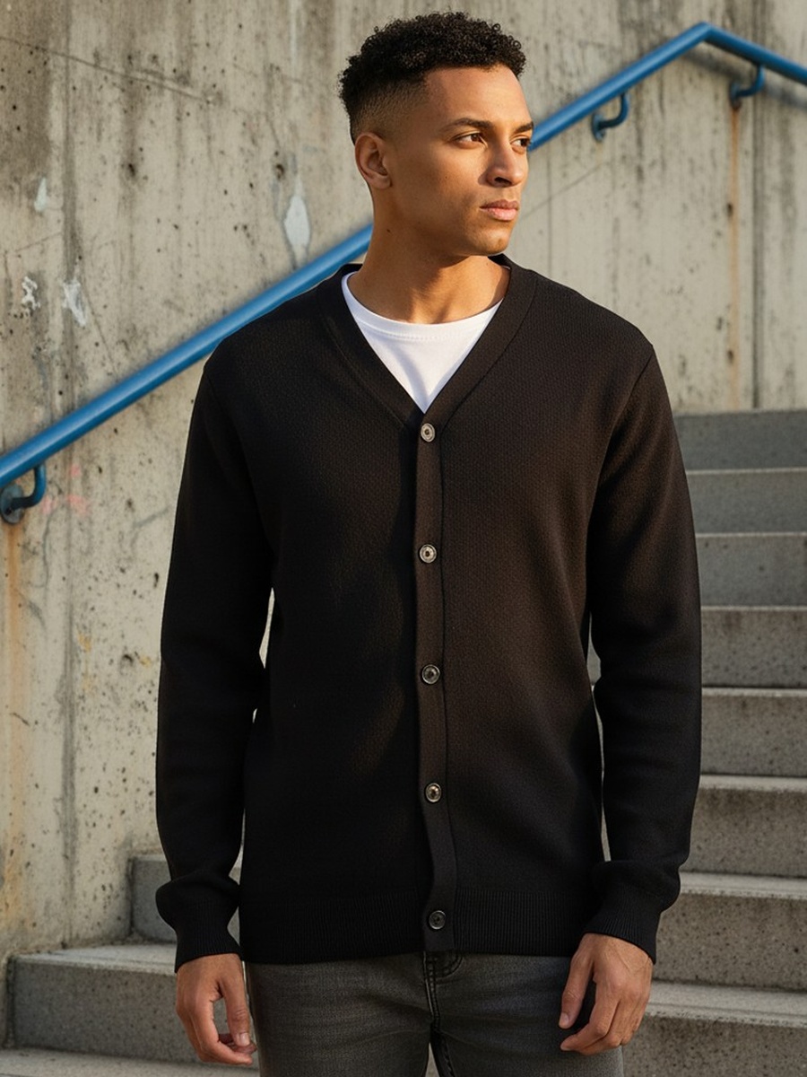 Textured V Neck Sweater