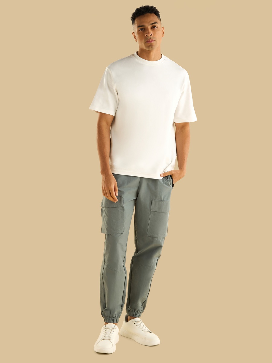 Relaxed Fit Cargo Joggers with Zip Detail