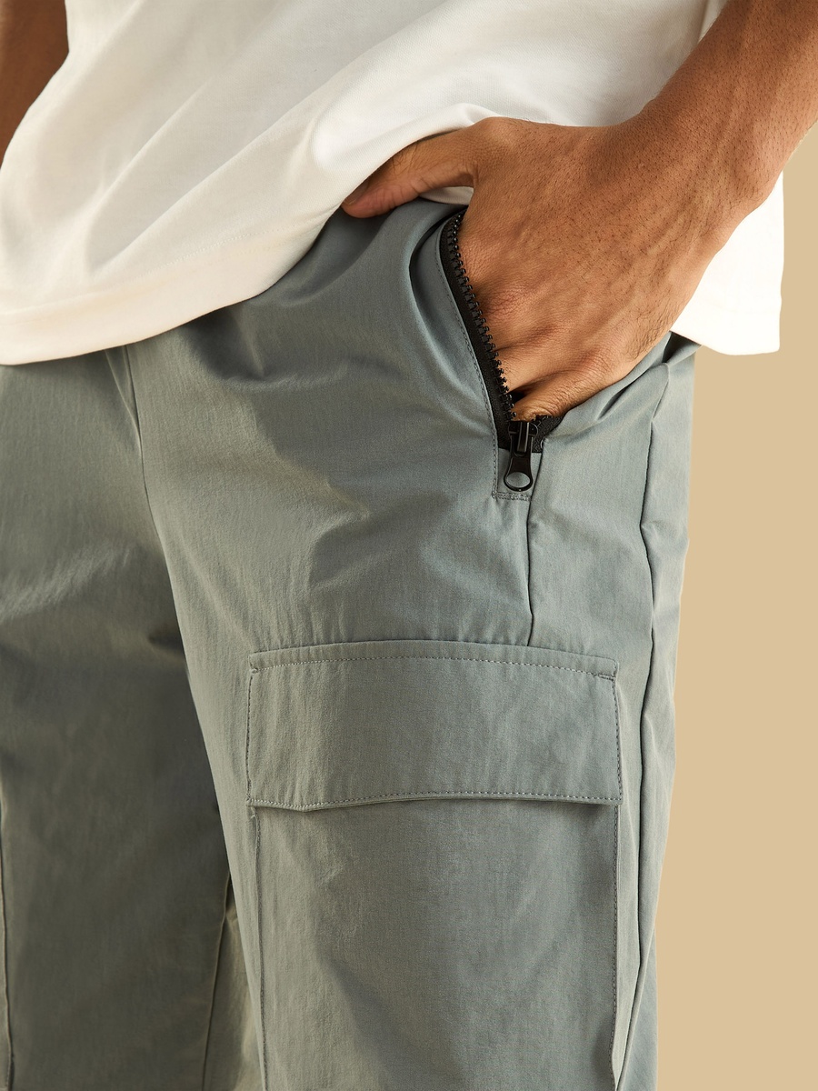 Relaxed Fit Cargo Joggers with Zip Detail