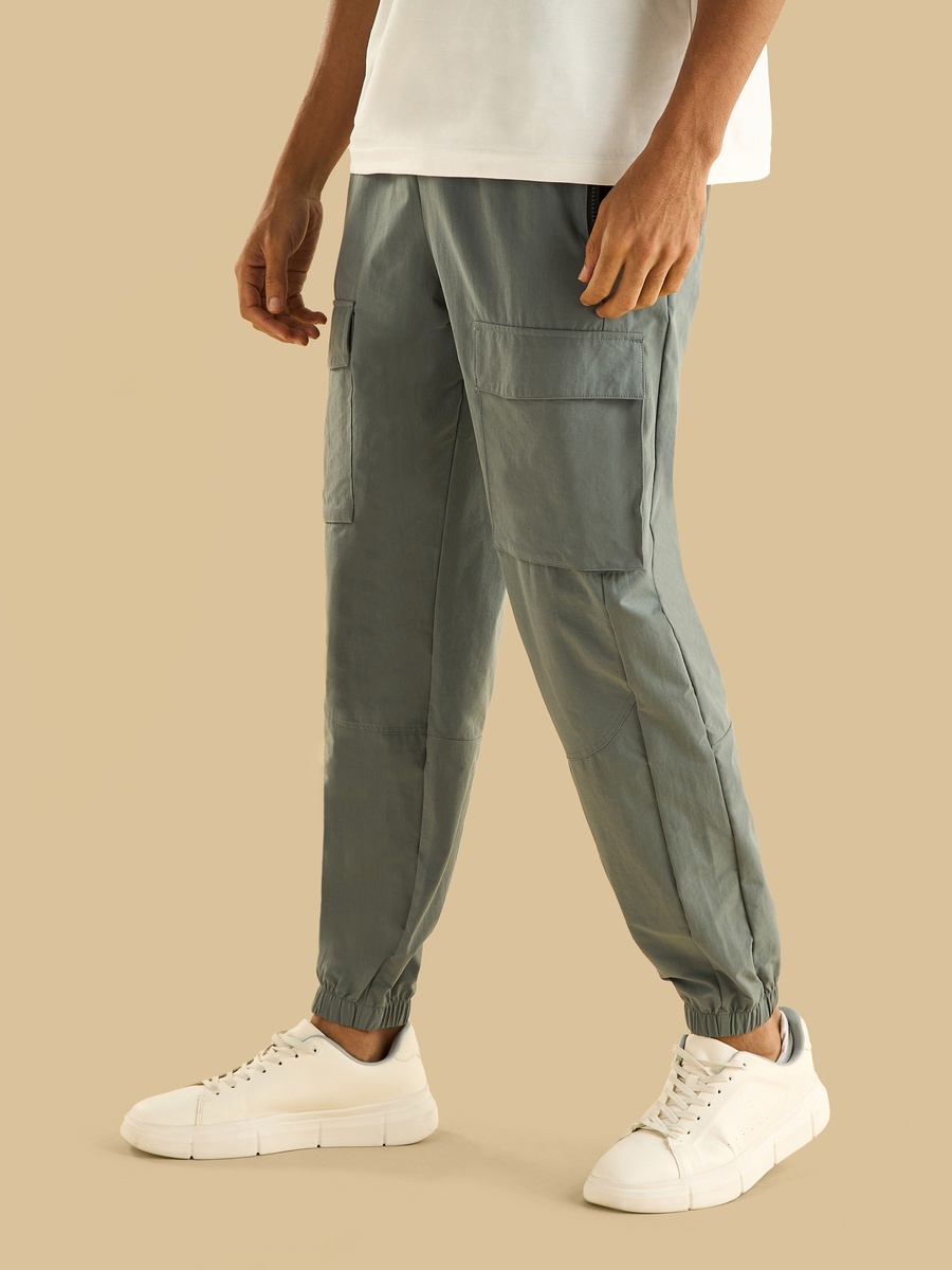Relaxed Fit Cargo Joggers with Zip Detail