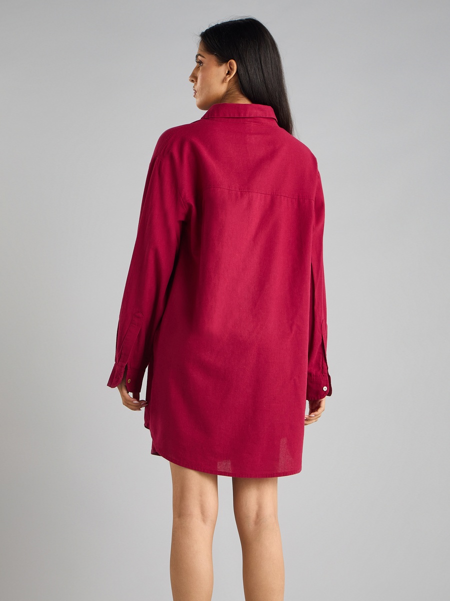 Plain Button Through Cover-Up Shirt Dress