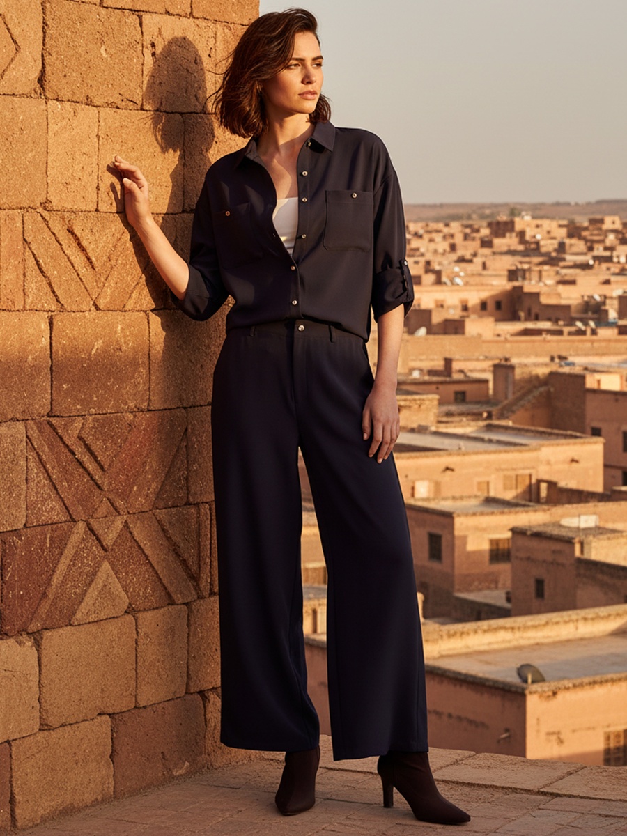 بلوزة كاجوال بجيوب وأزرار غلق