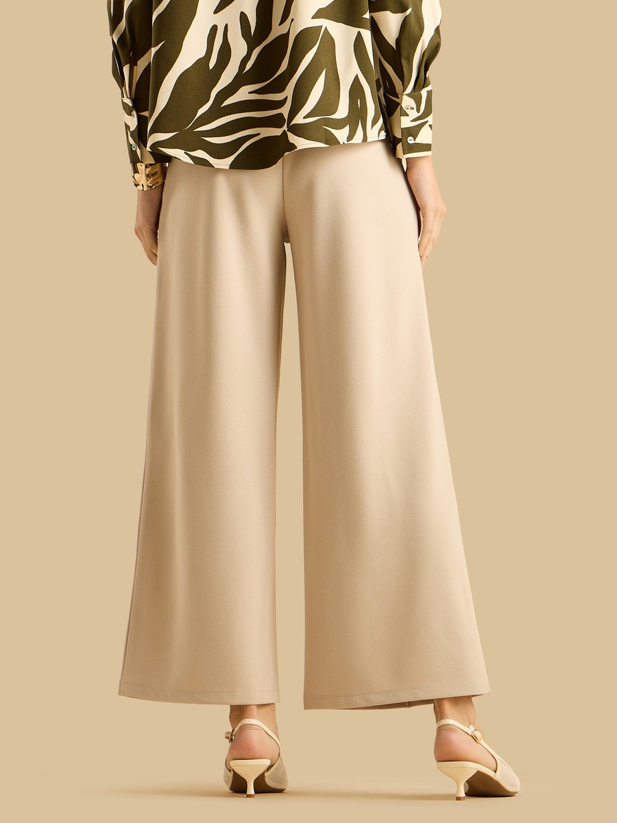 Pintuck Detail Wide Leg Trousers