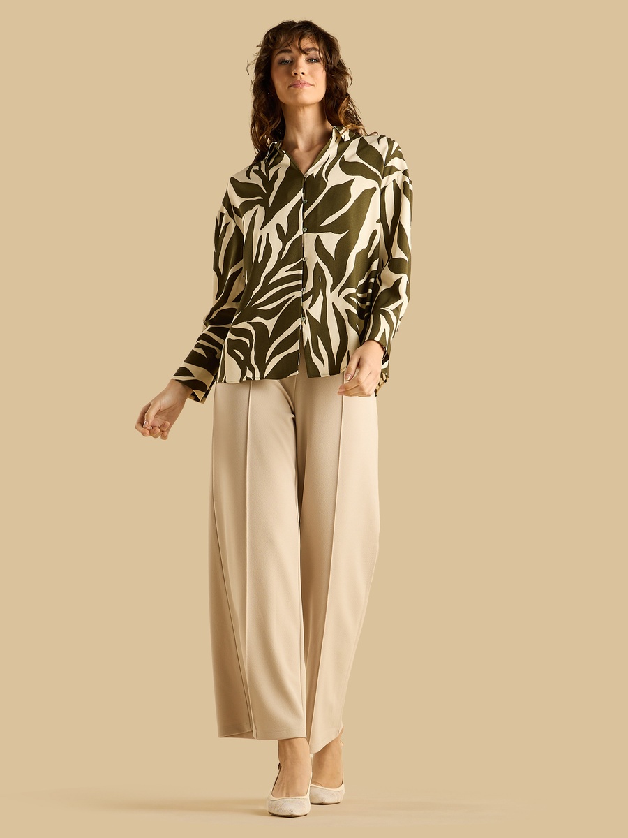 Pintuck Detail Wide Leg Trousers