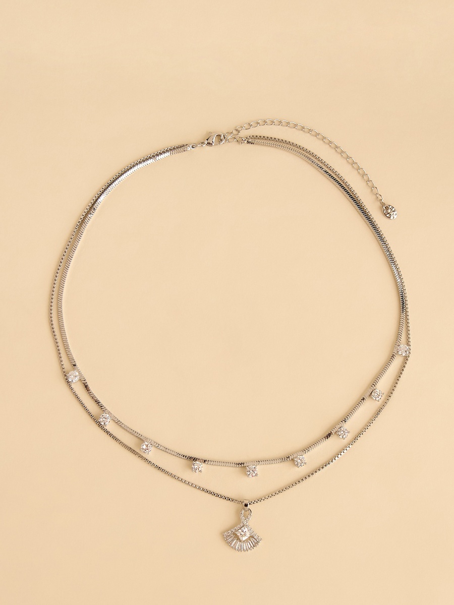Embellished Layered Necklace with Lobster Clasp Closure