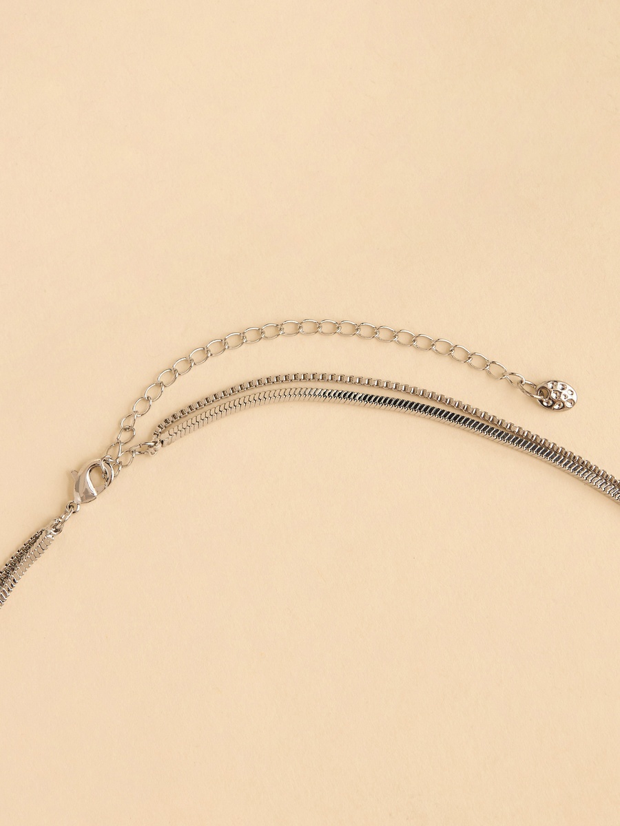 Embellished Layered Necklace with Lobster Clasp Closure