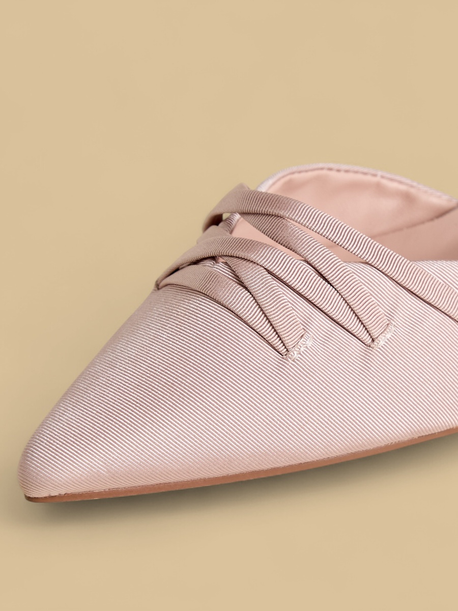 Strap Accent Pointed Toe Slingback Shoes with Kitten Heels