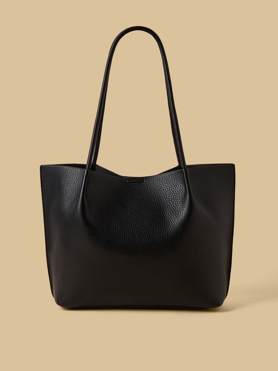 Textured Tote Bag with Double Handle