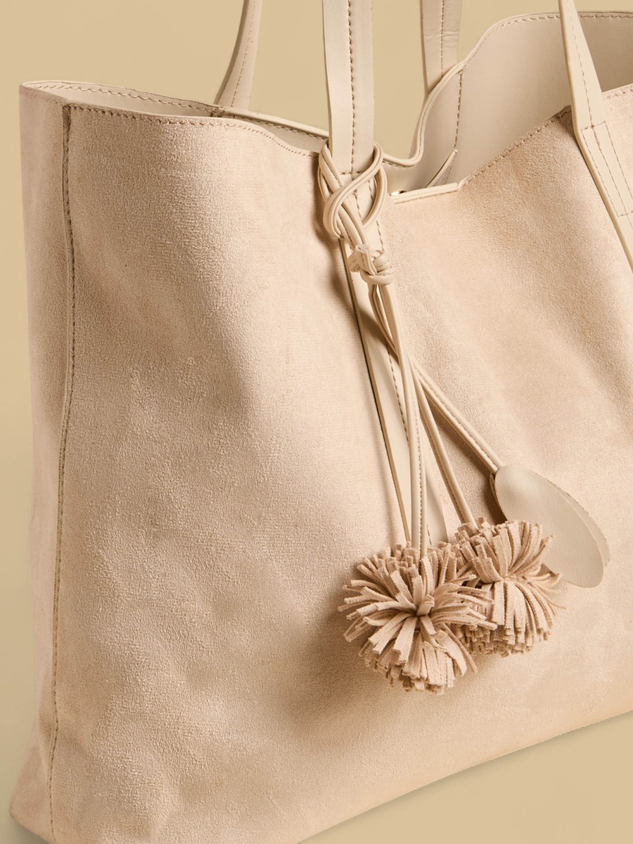 Tassel Accent Tote Bag with Snap Button Closure