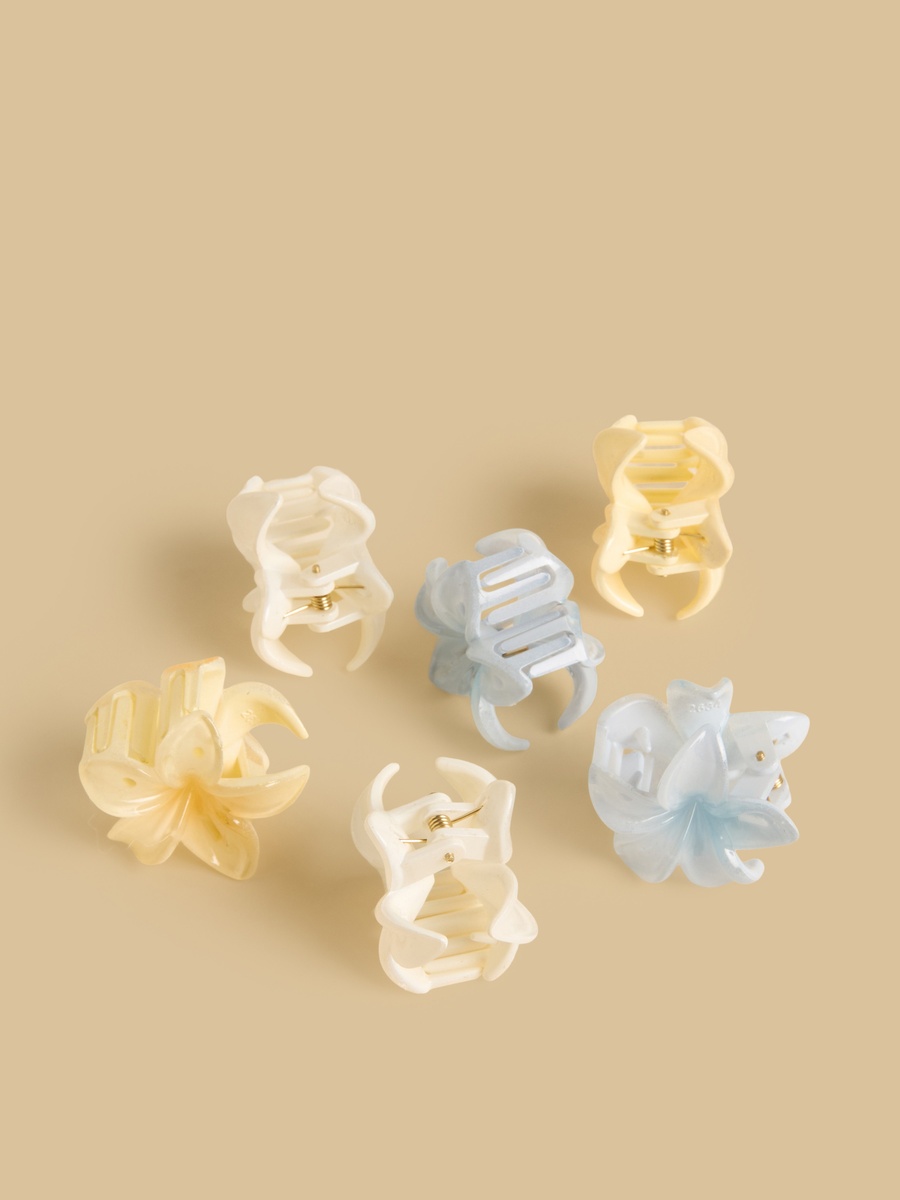 Pack of 6 - Floral Hair Clamp