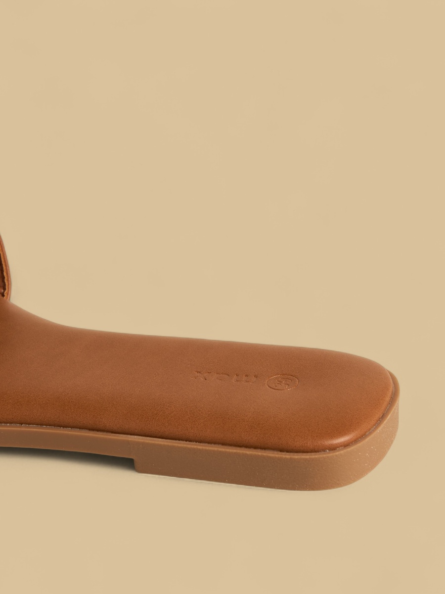 Metal Accent Slip-On Flat Sandals