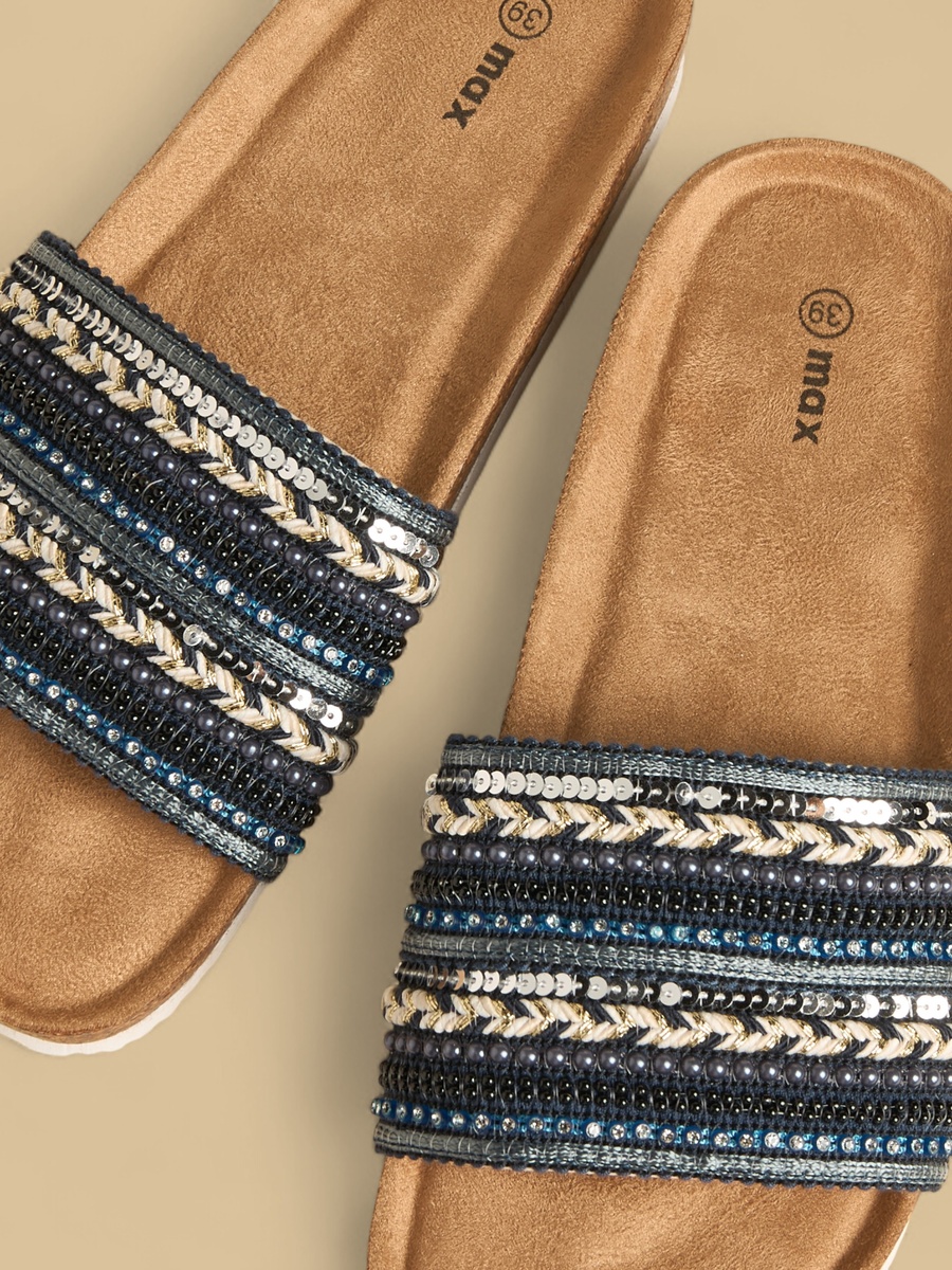 Embellished Slip-On Flat Sandals
