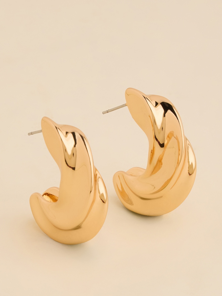 Pack of 2 - Metallic Hoop Earrings with Pushback Closure