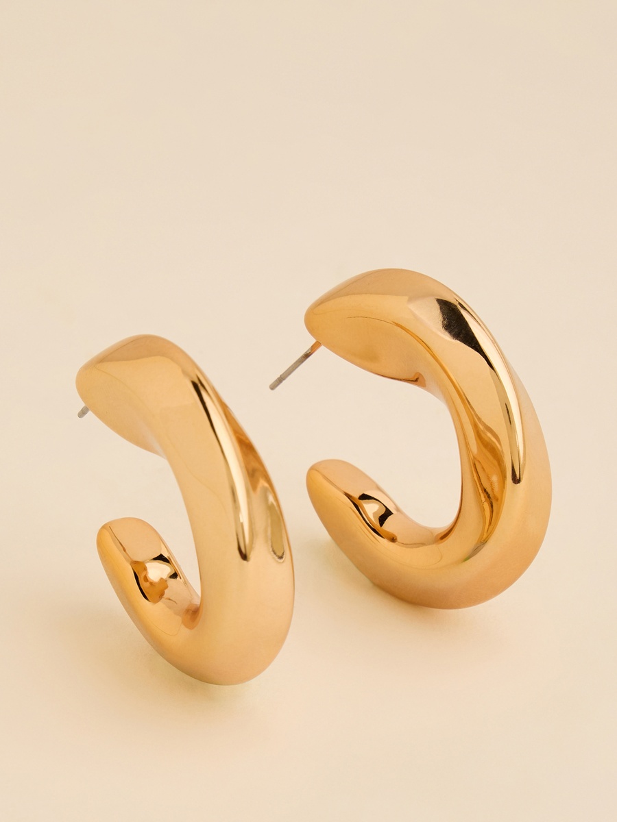 Pack of 2 - Metallic Hoop Earrings with Pushback Closure