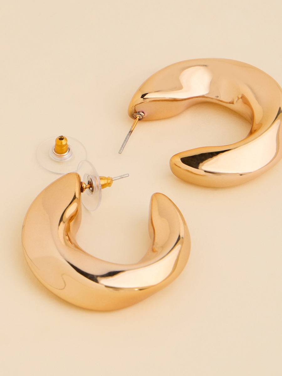 Pack of 2 - Metallic Hoop Earrings with Pushback Closure