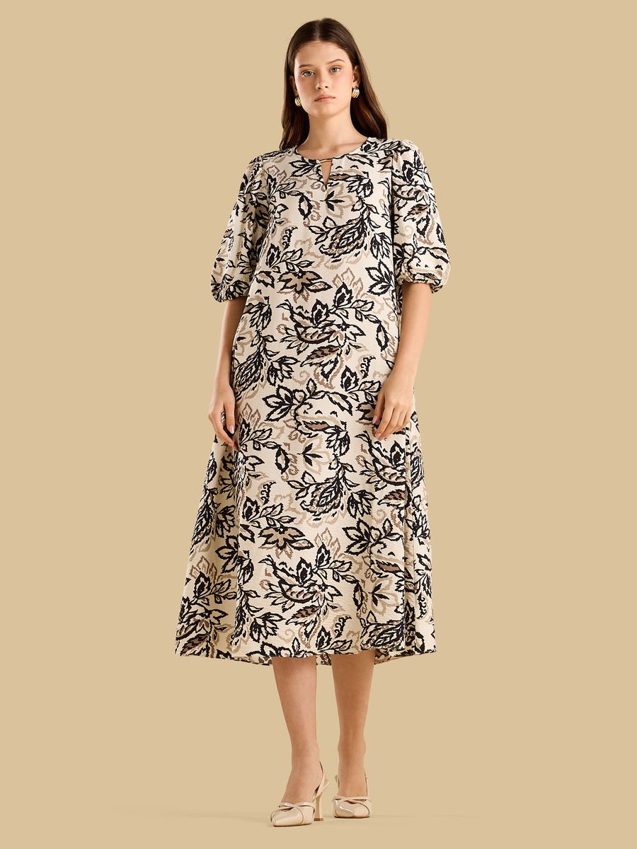 Keyhole Cutout Midi Dress