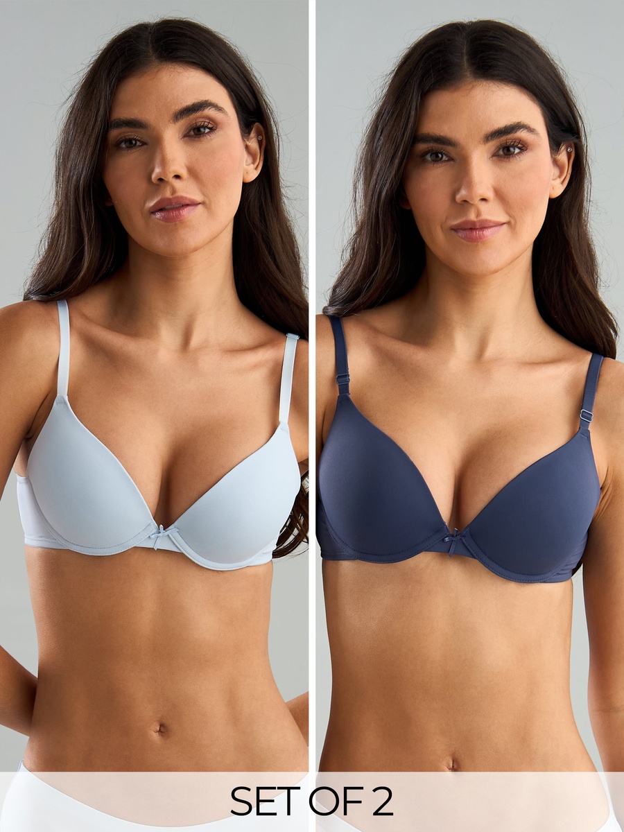 Pack of 2 - Plain Wired Padded Plunge Bra