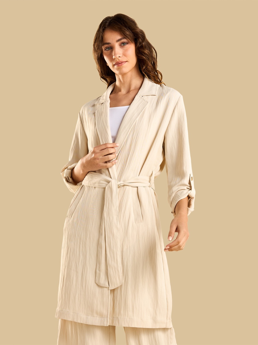 Textured Longline Trench Coat