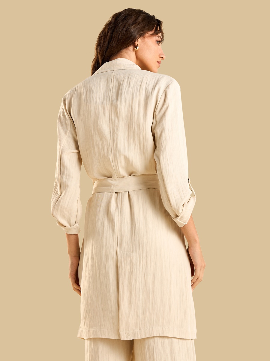 Textured Longline Trench Coat