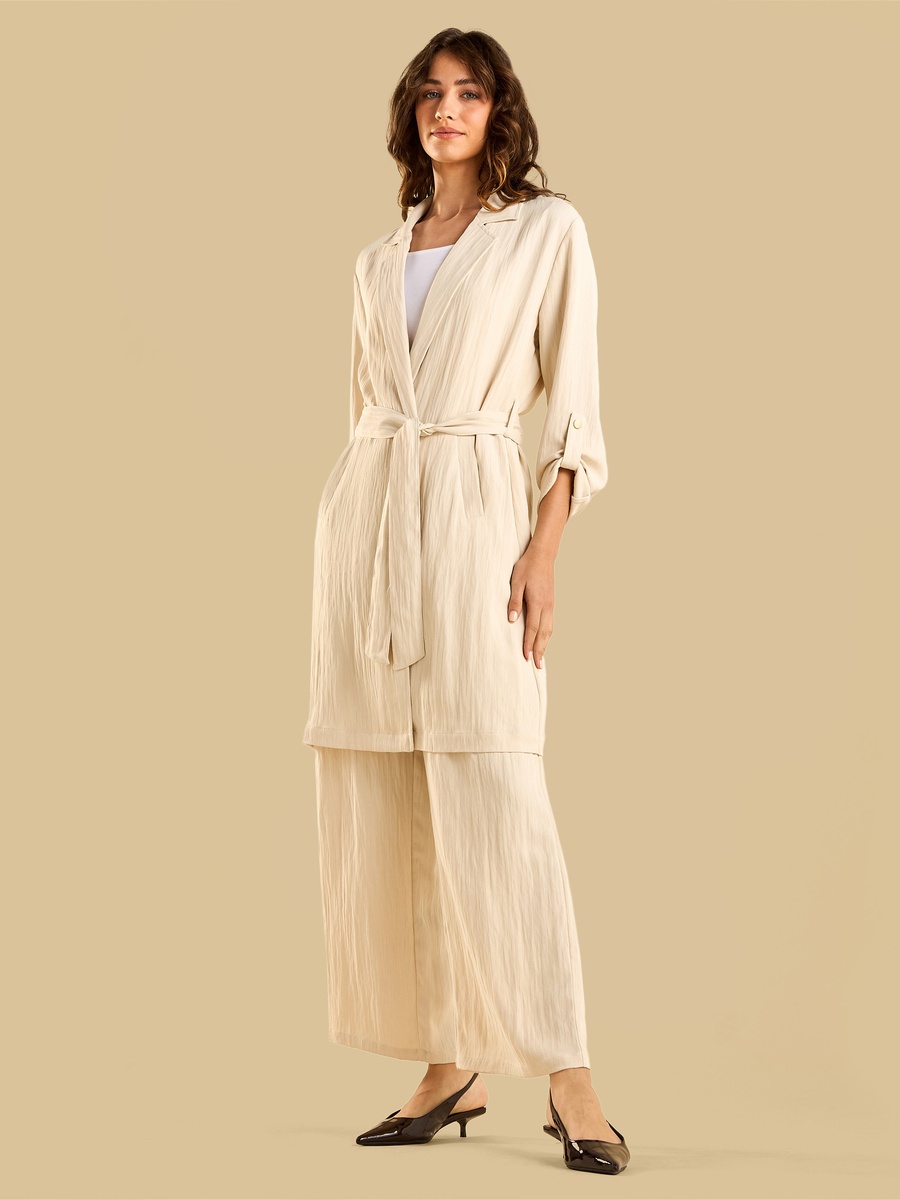 Textured Longline Trench Coat