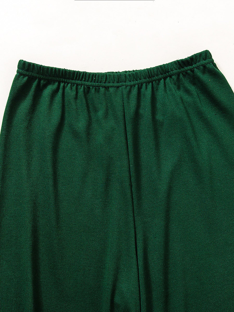 Green Lace Insert Short Sleeve Top and Pyjama Set
