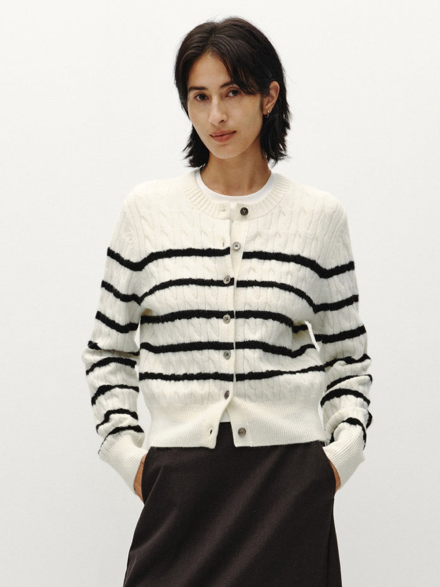 Women Striped Knitted Cardigan