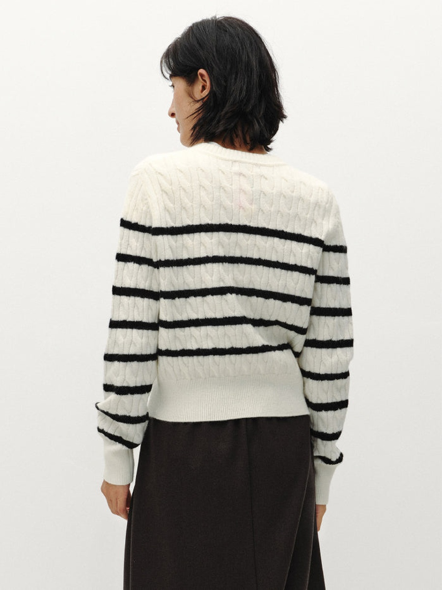 Women Striped Knitted Cardigan