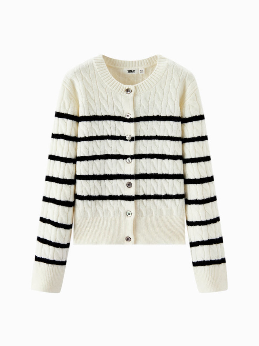 Women Striped Knitted Cardigan