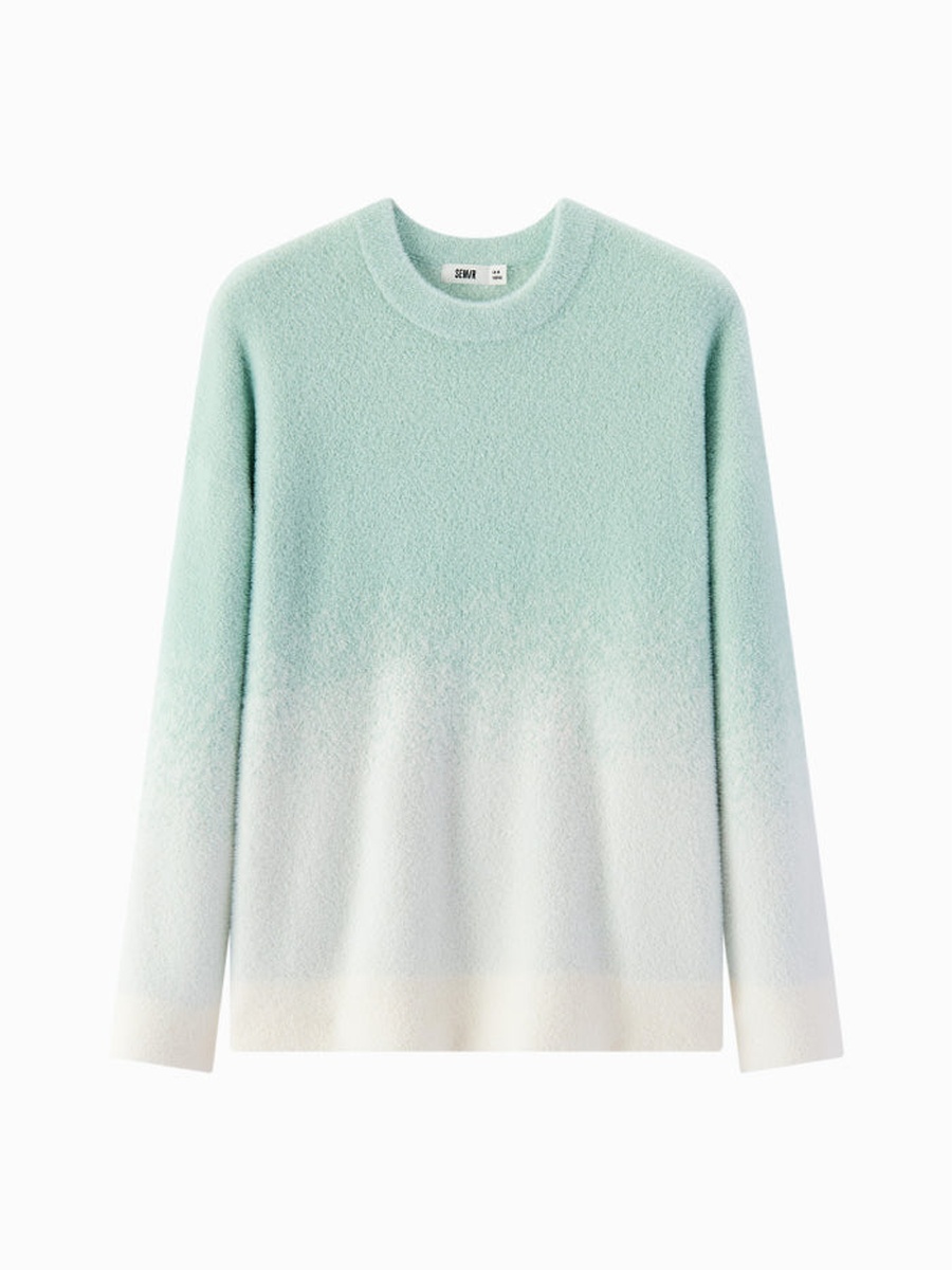 Women Knitted Sweater with Gradient Pattern