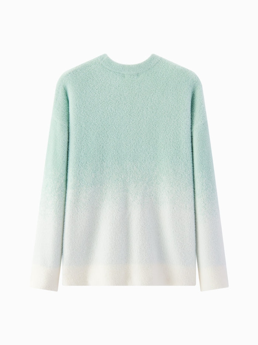 Women Knitted Sweater with Gradient Pattern