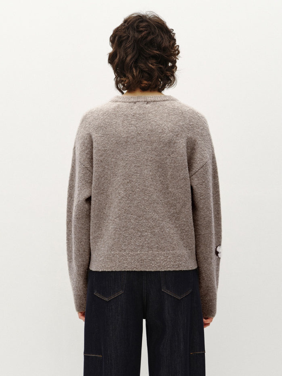 Women Knitted Sweater with Cat Pattern