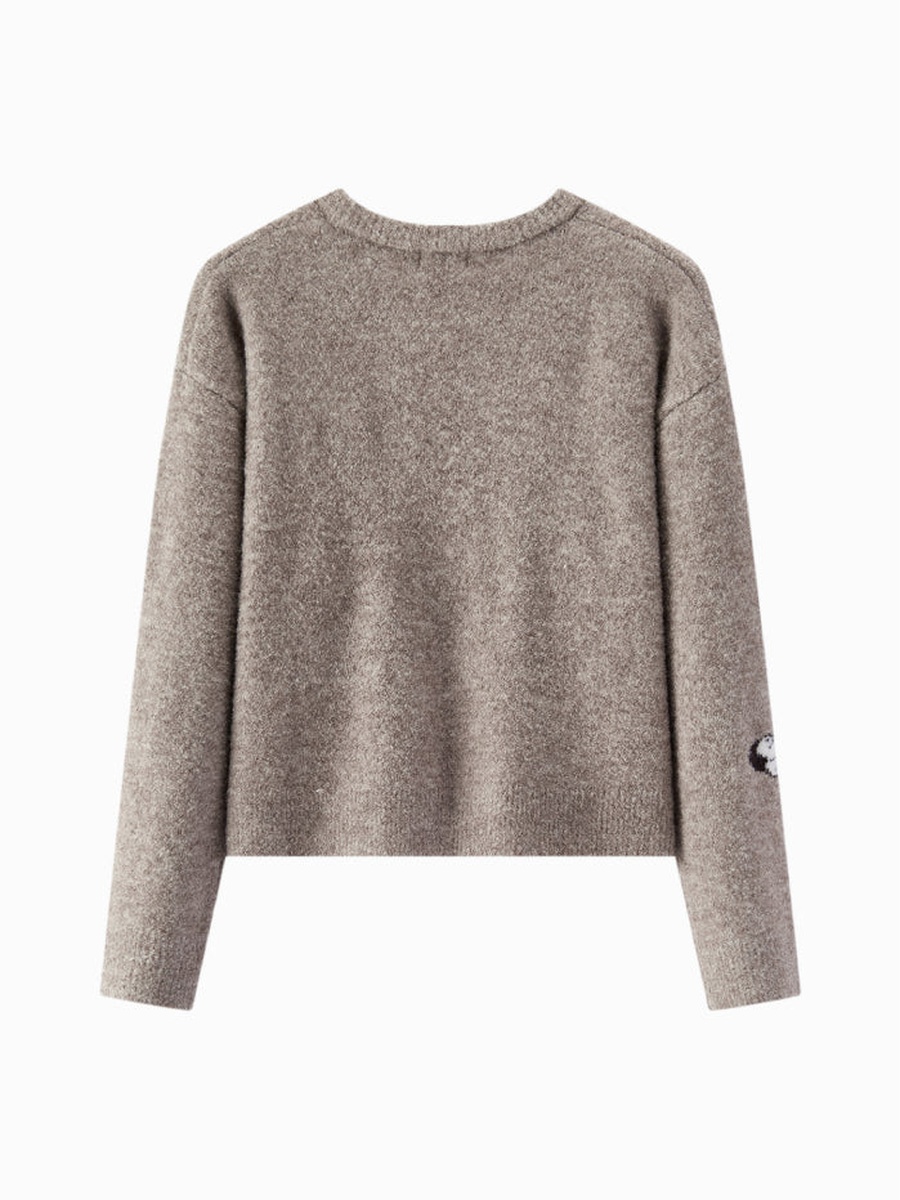 Women Knitted Sweater with Cat Pattern