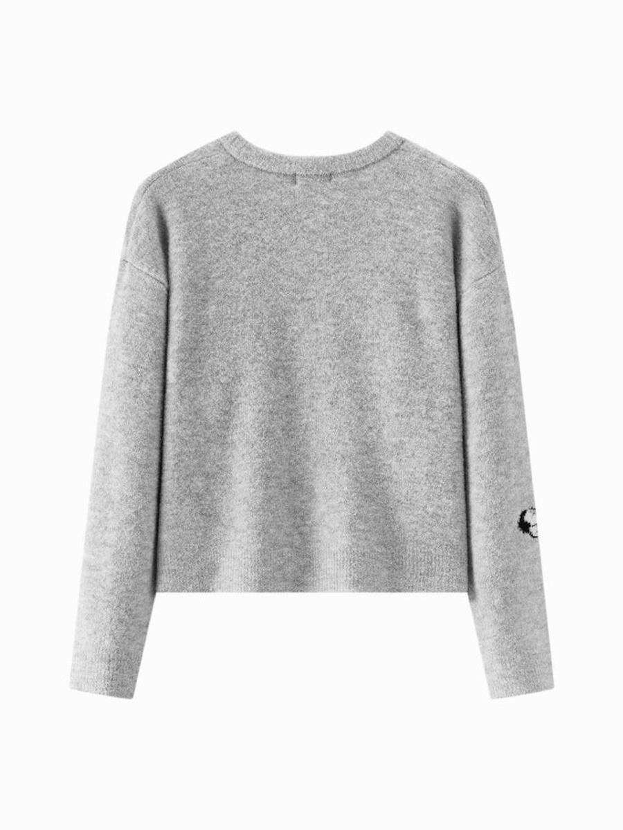 Women Knitted Sweater with Cat Pattern