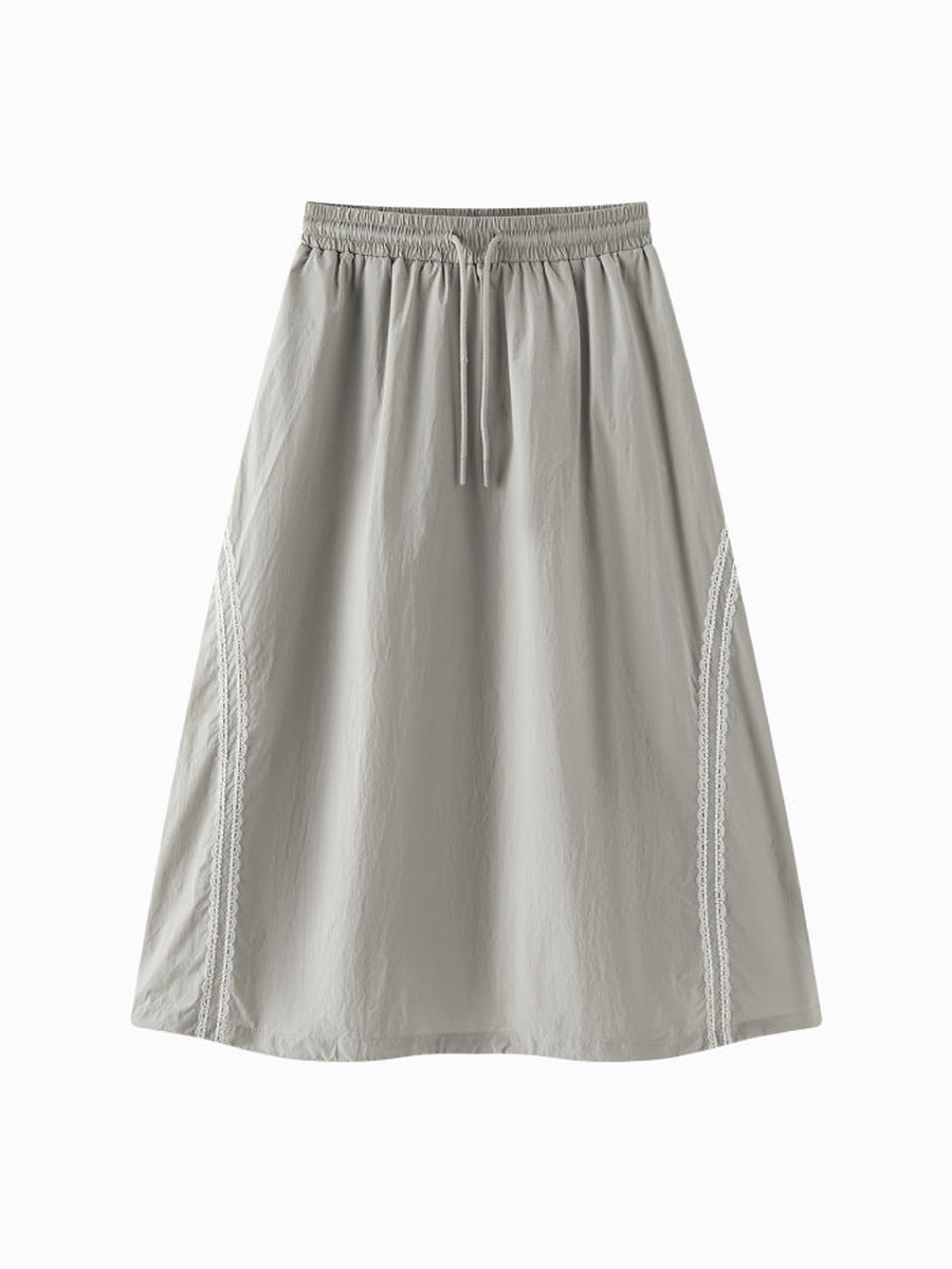 Women Skirt with Lace Trim and Adjustable Hem