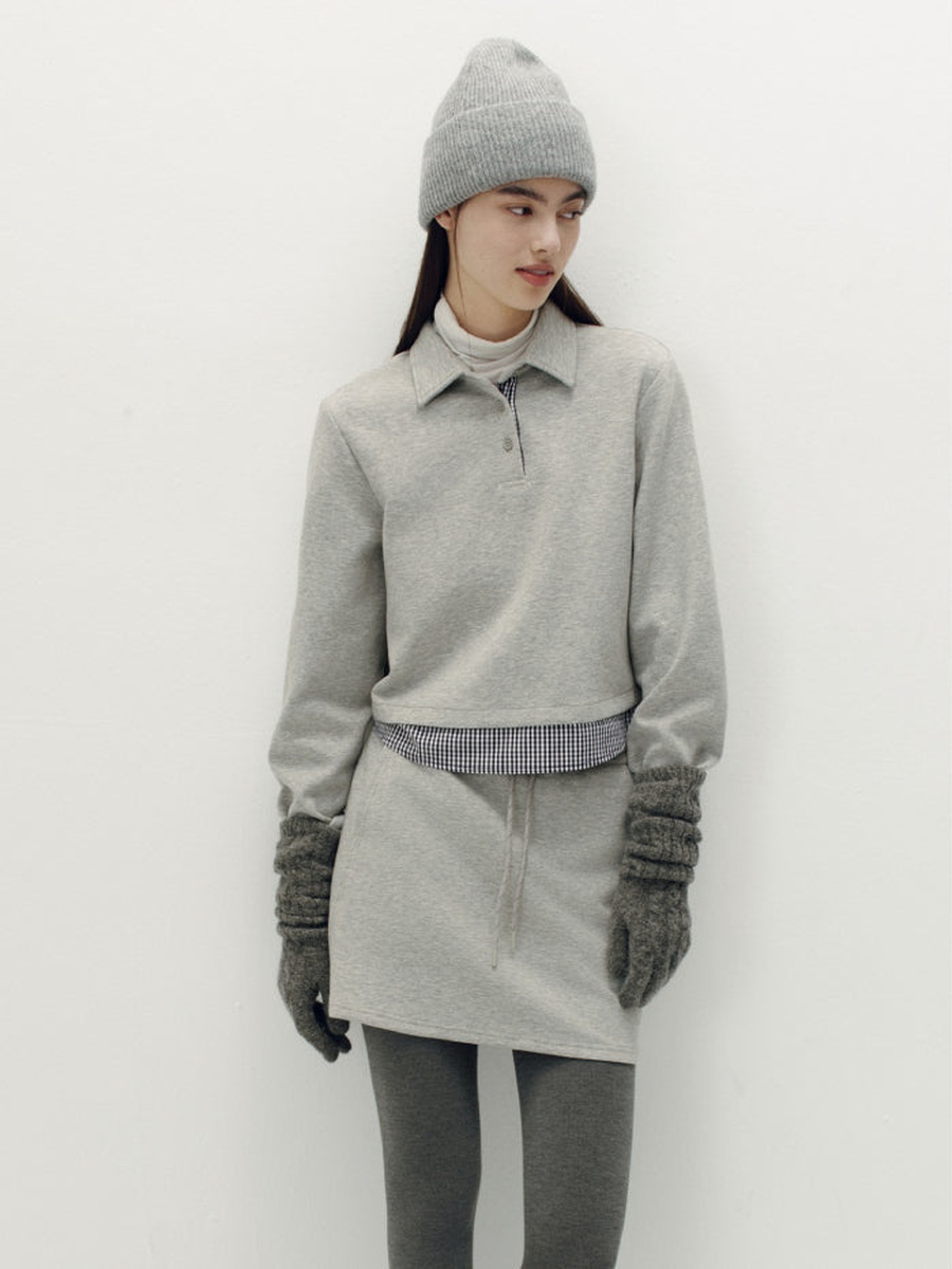 Women Polo Sweatshirt and Skirt Set
