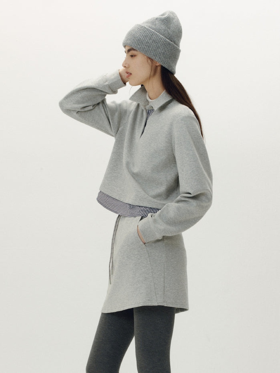 Women Polo Sweatshirt and Skirt Set