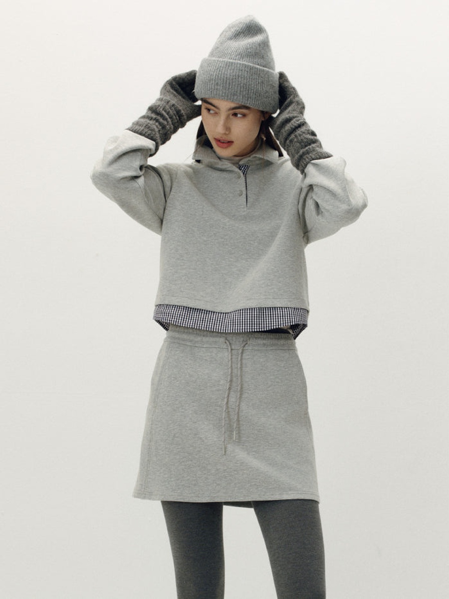 Women Polo Sweatshirt and Skirt Set